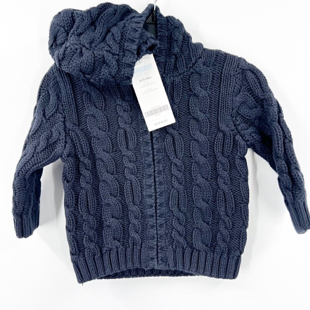 Gymboree Blue Cable Knit Cottage Zip Up Sweater Jacket